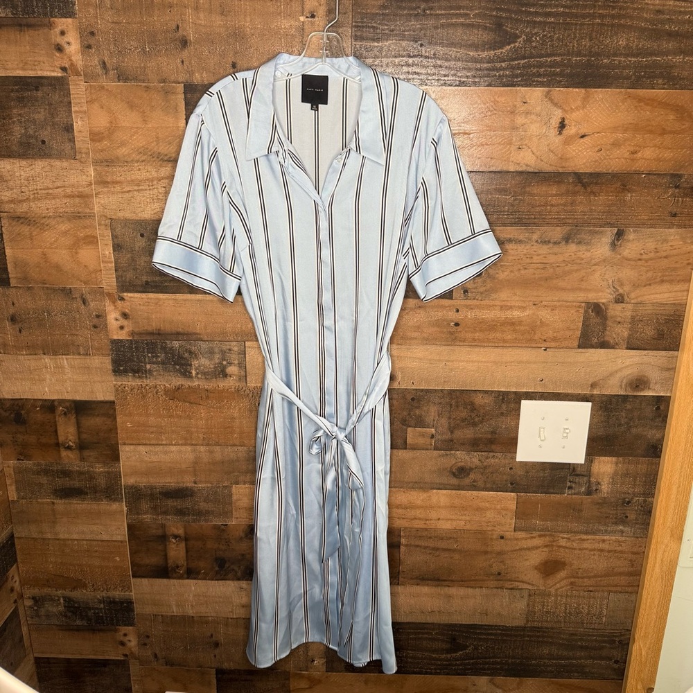 Alex Marie Blue and White Buttoned Midi Dress - Picture 1 of 9